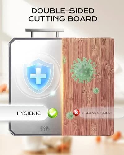 Dual-Sided Cutting Board with Stainless Steel and Wheat Straw Surfaces, 16x11 Inch