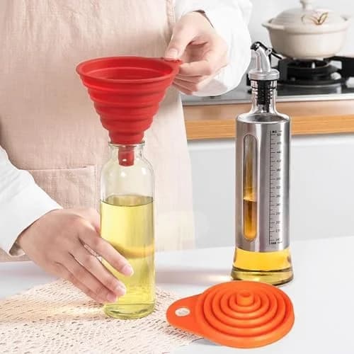 4-Pack Foldable Silicone Funnels – Collapsible Sizes for Kitchen, Bottles & Liquid Transfer
