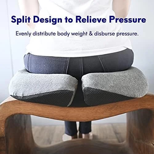 Pressure Relief Seat Cushion for Long Sitting Hours on Office, Home Chairs and Car Seats - Extra-Dense Memory Foam for Soft Hip, Tailbone, Coccyx and Sciatica Support - Black