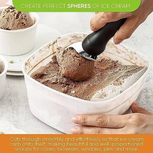 Heavy Duty Ice Cream Scoop with Ergonomic Handle – Perfect for Gelato, Sorbet, Cookie Dough, and More – Dishwasher Safe Kitchen Tool