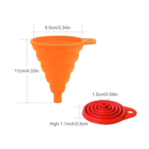 4-Pack Foldable Silicone Funnels – Collapsible Sizes for Kitchen, Bottles & Liquid Transfer