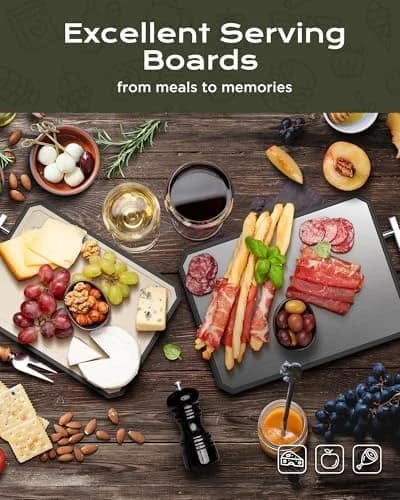 Dual-Sided Cutting Board with Stainless Steel and Wheat Straw Surfaces, 16x11 Inch