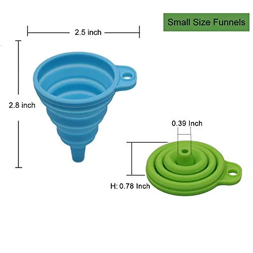 4-Pack Collapsible Silicone Funnel Set, Small & Large Sizes, Food Grade Kitchen Funnels for Liquid Transfer, Filling & Food Prep