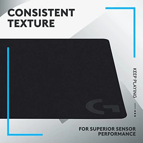 Cloth Gaming Mouse Pad, Sensor-Optimized Moderate Friction Surface, Non-Slip Base, Compatible with Mac & PC, 340 x 280 x 1 mm, Black
