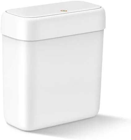 Slim 10 Liter Small Space Trash Can with Pop-Up Lid, Pet-Proof Mini Waste Bin for Bathroom Kitchen Bedroom Office RV White