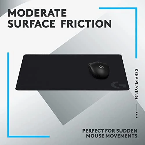 Cloth Gaming Mouse Pad, Sensor-Optimized Moderate Friction Surface, Non-Slip Base, Compatible with Mac & PC, 340 x 280 x 1 mm, Black