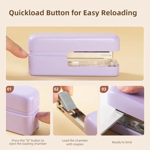 Purple Desktop Office Stapler with Built-In Staple Remover, 40-Sheet Stapling Capacity