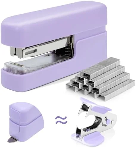 Purple Desktop Office Stapler with Built-In Staple Remover, 40-Sheet Stapling Capacity